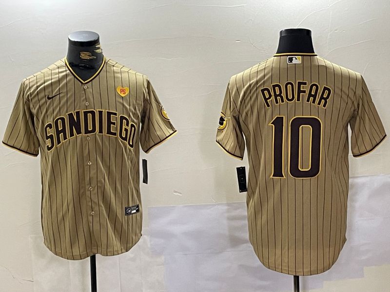 Men San Diego Padres #10 Profar Browm Stripe Game 2024 Nike MLB Jersey style 10083->indianapolis colts->NFL Jersey